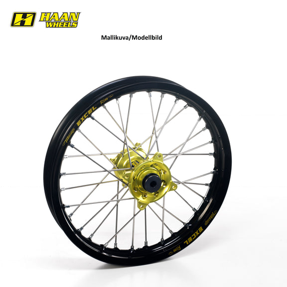 Haan Compleet Wiel Voor 14x1,60 SX65 &NIPPLES 2002-2024 Velg zwart, Naaf geel