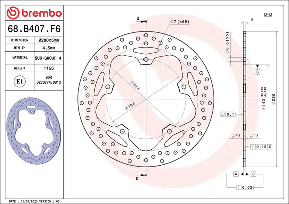 Brembo Serie Oro remschijf Aprilia SRV850 2012-2017