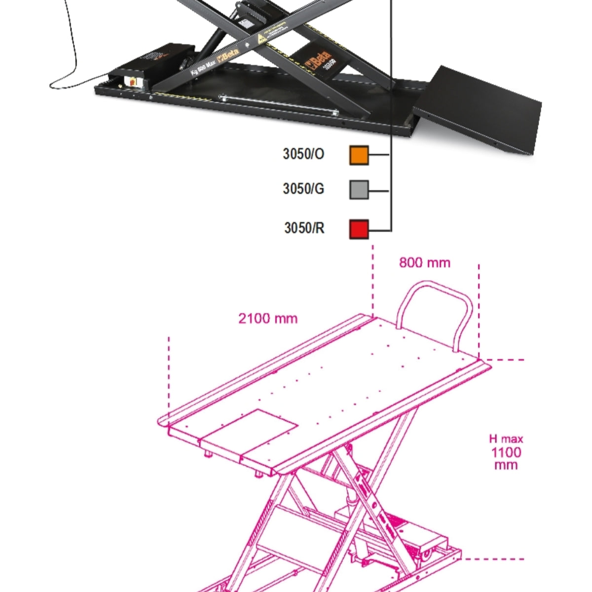 Beta Tools 3050 600 Motorcycle Lift Electric Hydraulic 600KG Professional