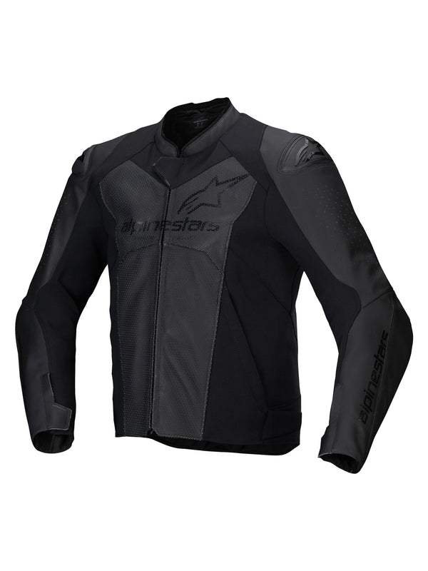 Alpinestars Faster v3 Airflow Schwarz/Schwarz Leder Motorradjacke
