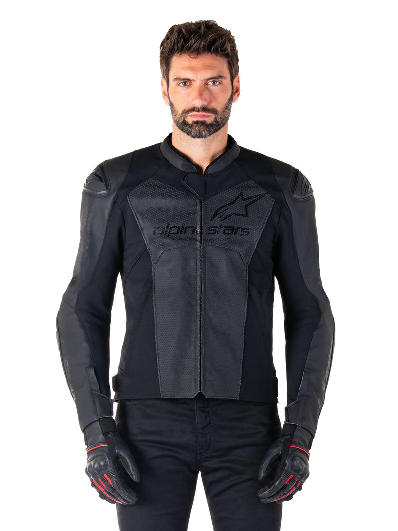 Alpinestars Faster v3 Airflow Black/Black Leather Motorcycle Jacket
