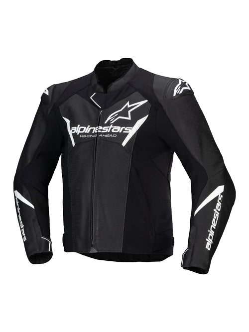 Alpinestars Faster v3 Airflow Schwarz/Weiß Leder Motorradjacke