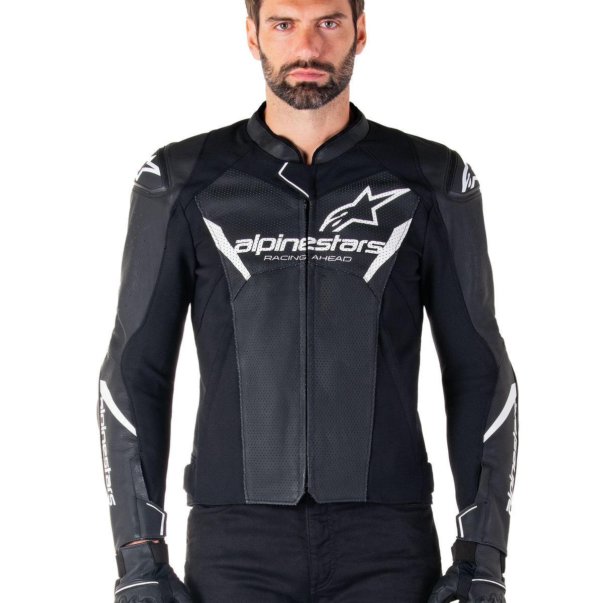 Alpinestars Faster v3 Airflow Zwart/Wit Leren Motorjas