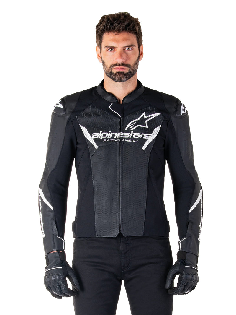 Alpinestars Faster v3 Airflow Zwart/Wit Leren Motorjas