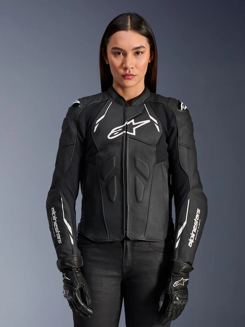 Alpinestars Dusk Schwarz/Weiß Leder Motorradjacke