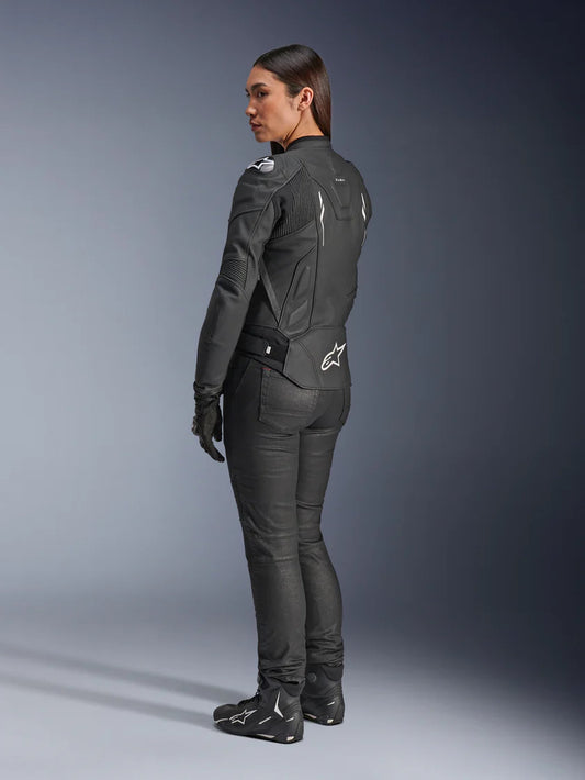 Alpinestars Dusk Black/White Leather Motorcycle Jacket