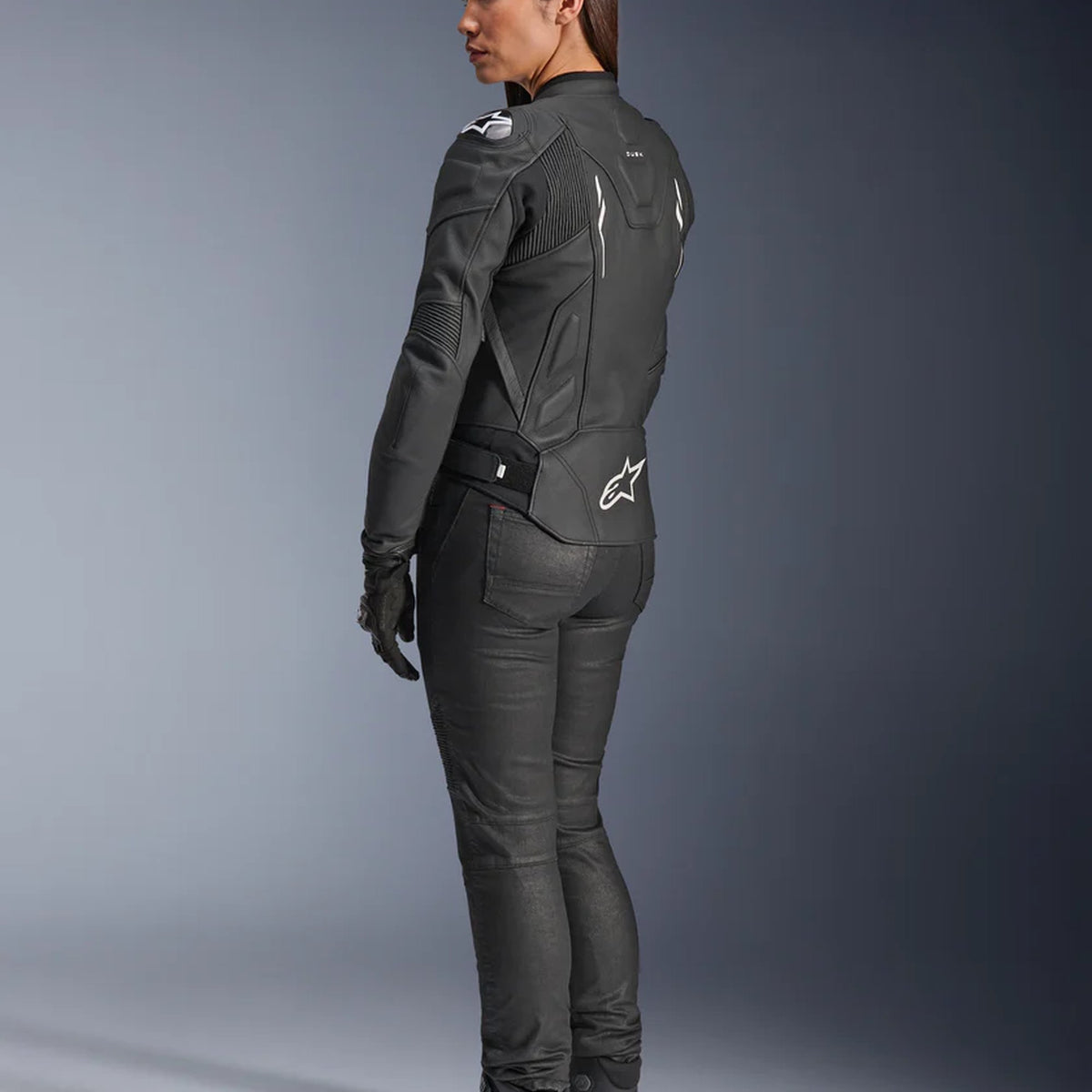 Alpinestars Dusk Schwarz/Weiß Leder Motorradjacke