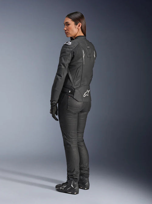 Alpinestars Dusk Black/White Leather Motorcycle Jacket