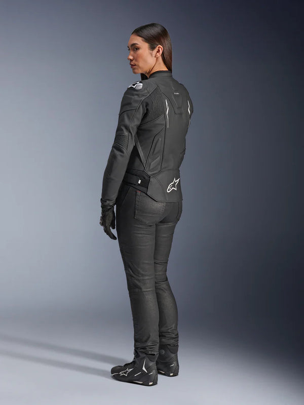 Alpinestars Dusk Schwarz/Weiß Leder Motorradjacke