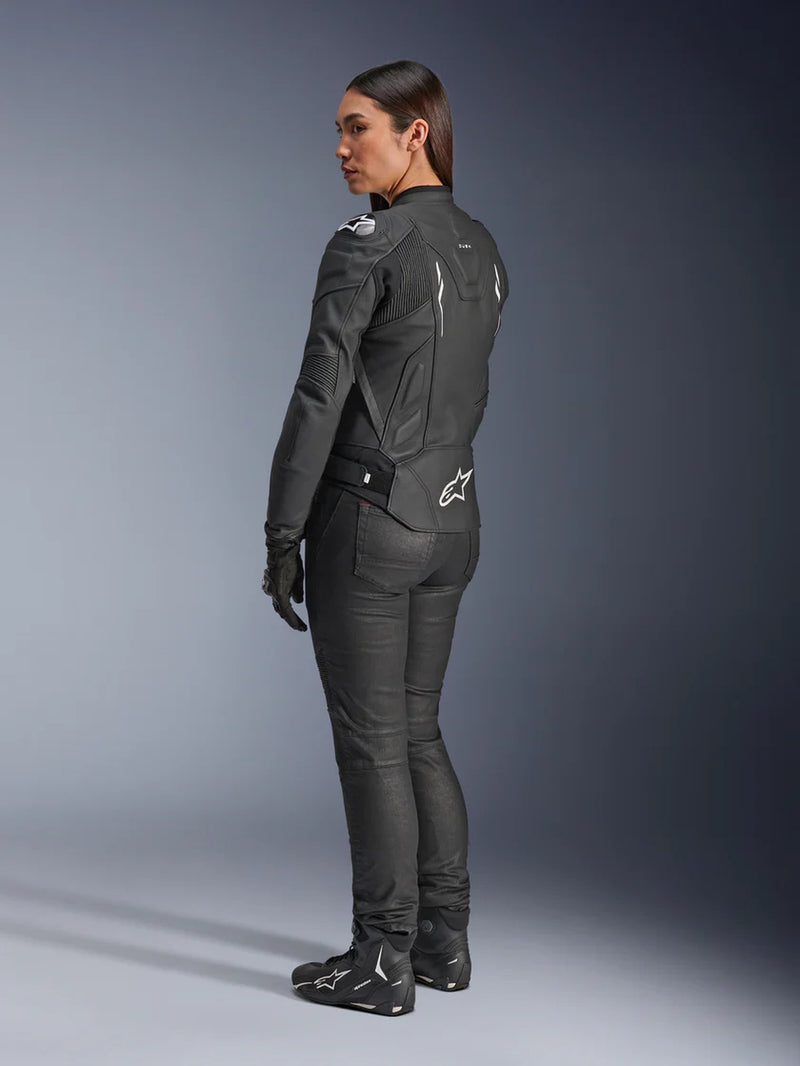 Alpinestars Dusk Schwarz/Weiß Leder Motorradjacke