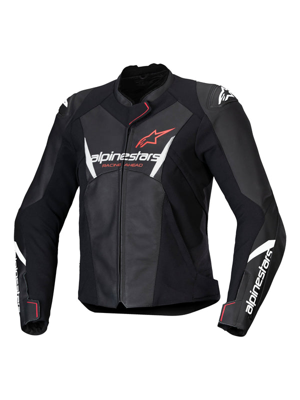 Alpinestars Faster v3 Schwarz/Weiß/Koralle Motorradlederjacke