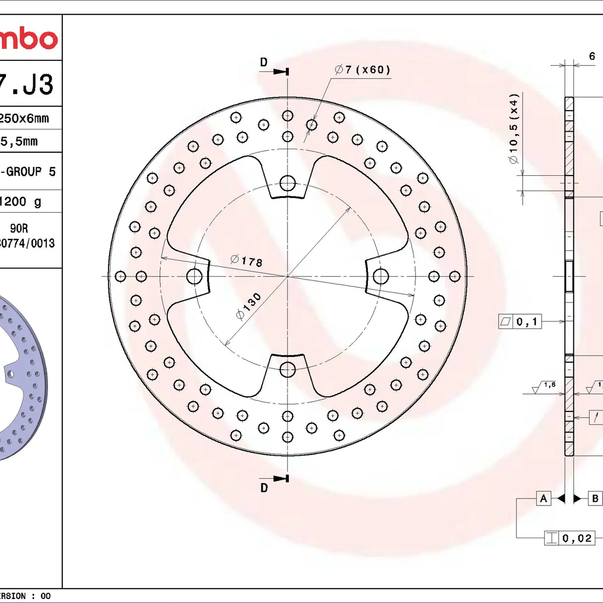 Brembo Serie Oro remschijf Kawasaki Z800 2013-2019