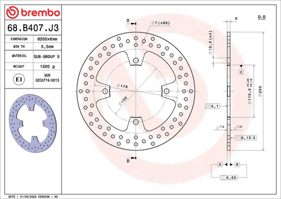 Brembo Serie Oro remschijf Kawasaki Z800 2013-2019