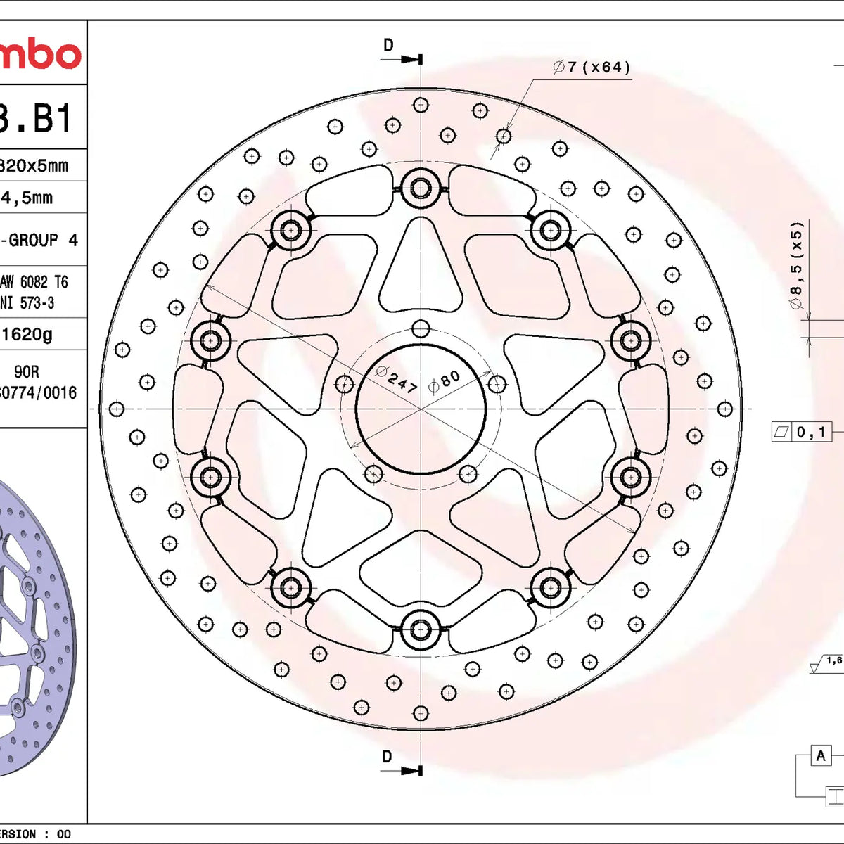 Brembo Serie Oro voorremschijf 320 x 5,0 mm KTM 78B408B1