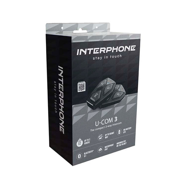 Interphone U-COM 3 Bluetooth Intercom Duo Pack – Motorcycle Communication System
