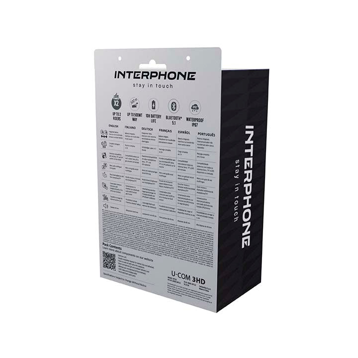 Interphone U-COM 3 HD Bluetooth Intercom Motor – HD Audio Communicatiesysteem