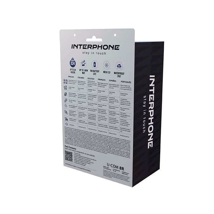 Interphone U-COM 8R Mesh 2.0 Intercom Motor – Bluetooth Communicatiesysteem