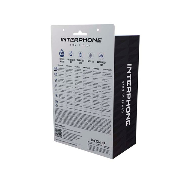 Interphone U-COM 8R Mesh 2.0 Intercom Motorcycle – Bluetooth Communication System