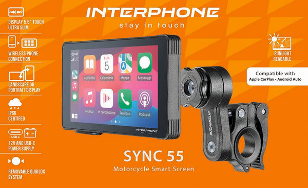 Interphone SYNC 55 CarPlay & Android Auto Display Motor – 5,5" Touchscreen