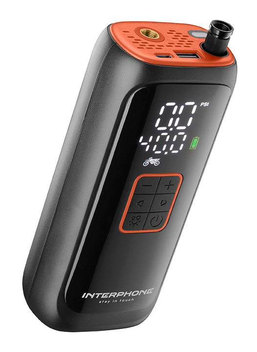 Interphone Smart Air Pump 4000 mAh – Cordless Tire Inflator Motorcycle, Car & Bicycle