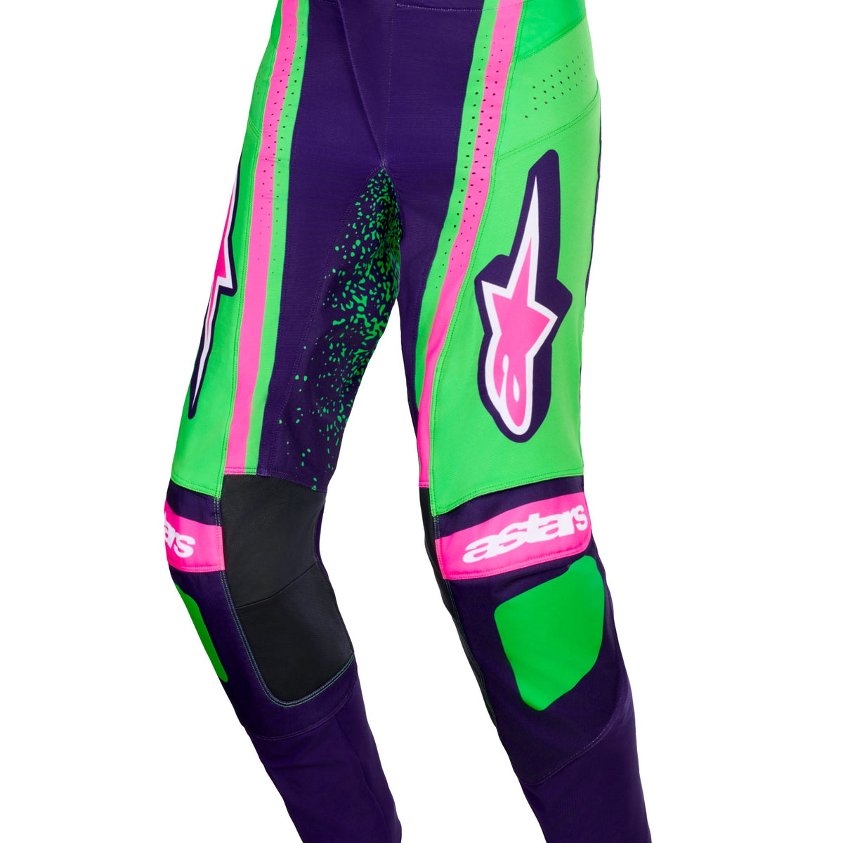 Alpinestars Techstar Nomur Lila/Grün/Fluororange Crosshose