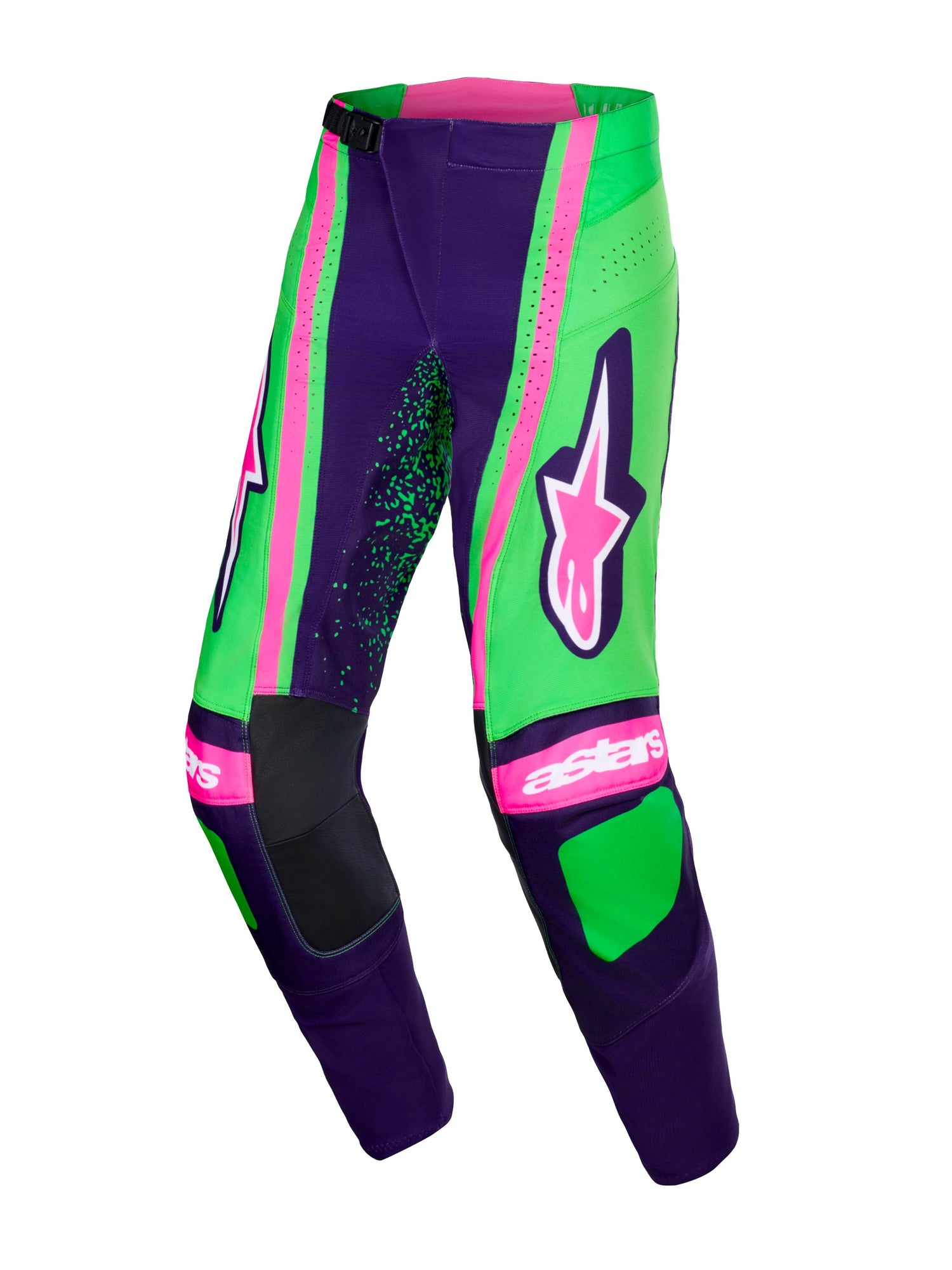 Alpinestars Techstar Nomur Lila/Grün/Fluororange Crosshose