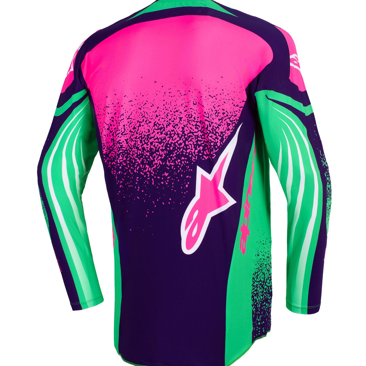 Alpinestars Techstar Nomur Paars/Groen/Fluoroze Crossshirt