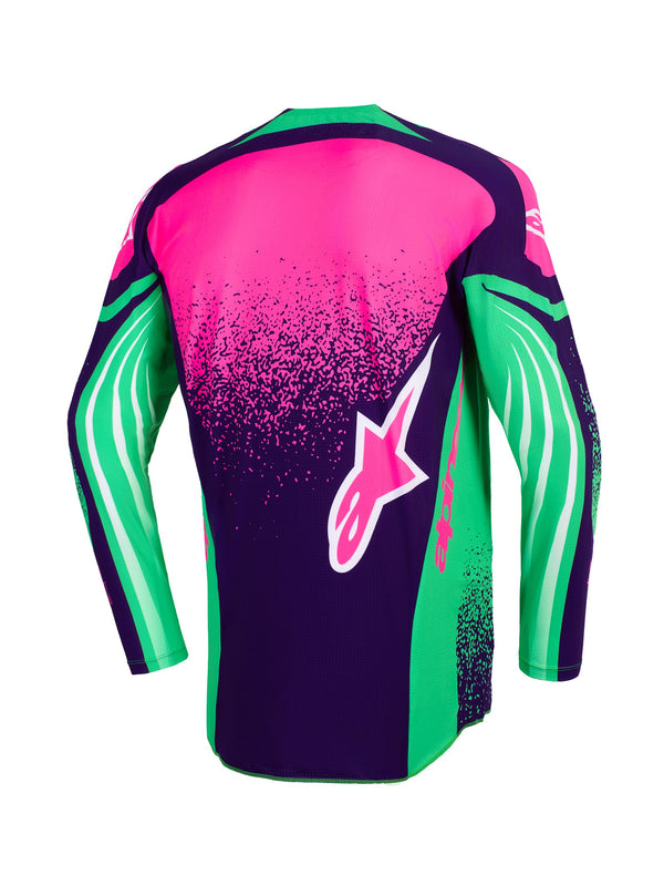 Alpinestars Techstar Nomur Paars/Groen/Fluoroze Crossshirt