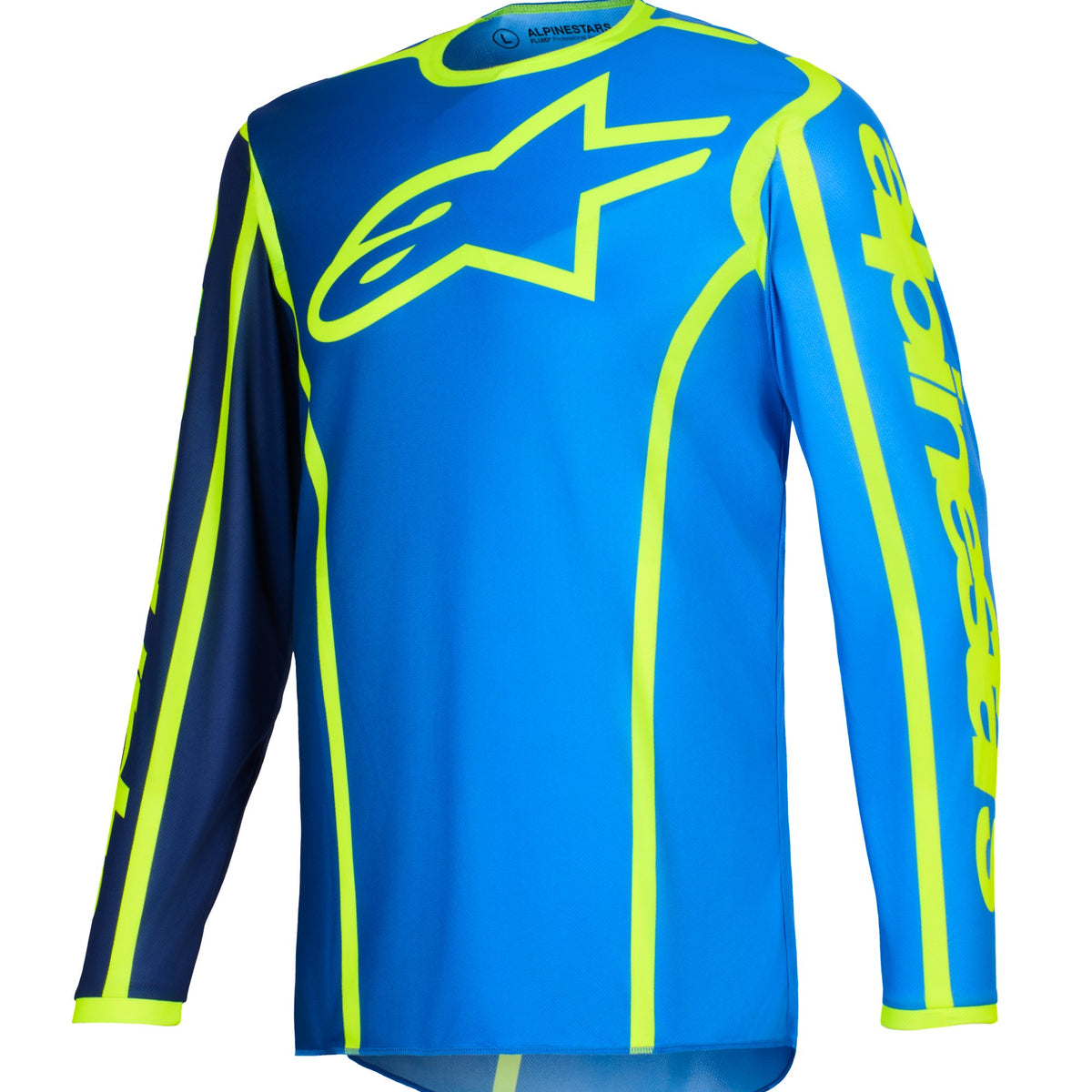 Alpinestars Fluid Apex Blauw/Fluogeel Crossshirt