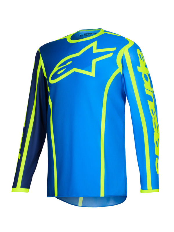 Alpinestars Fluid Apex Blau/Fluo Gelb Crosshemd