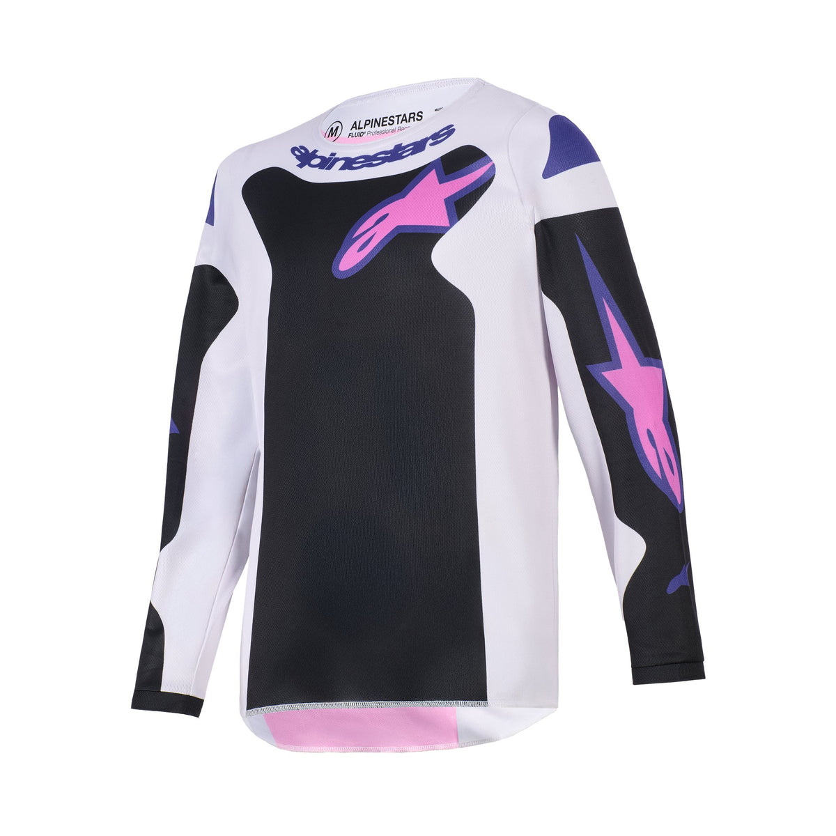 Alpinestars Youth Fluid Grid Zwart/Grijs/Paars Crossshirt