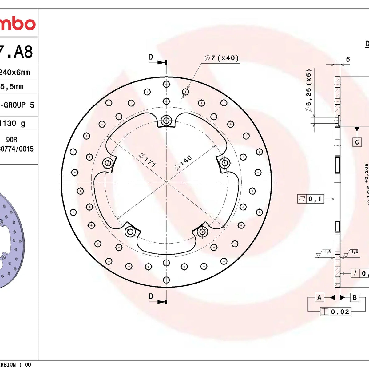 Brembo Serie Oro remschijf 68B407A8