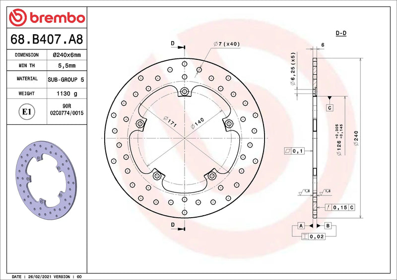 Brembo Serie Oro remschijf 68B407A8
