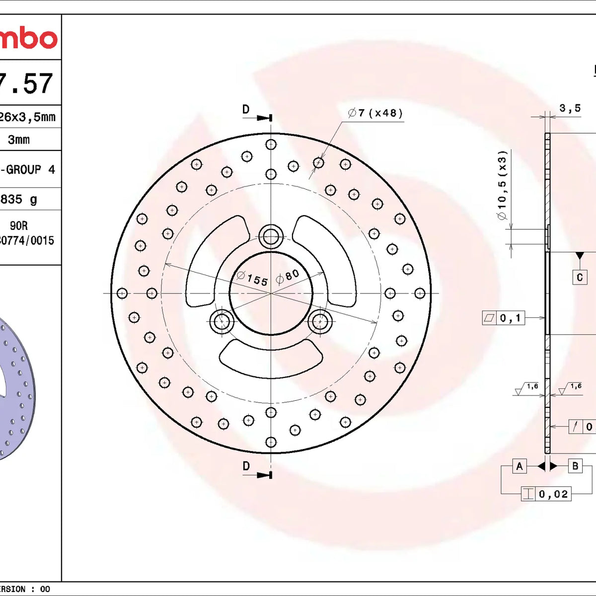 Brembo Serie Oro remschijf 68B40757