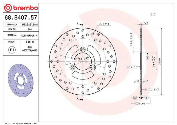 Brembo Serie Oro remschijf 68B40757