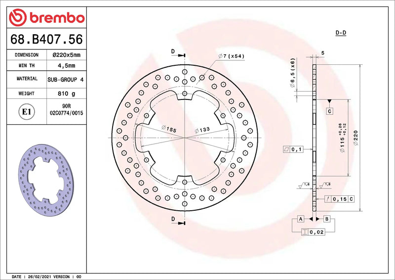 Brembo Serie Oro remschijf Yamaha 68B40756