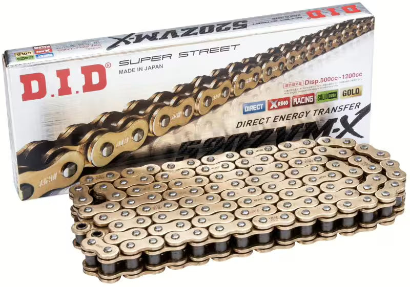 DID 520ZVMX Ketting – Goud/Goud | Super Street X2-Ring