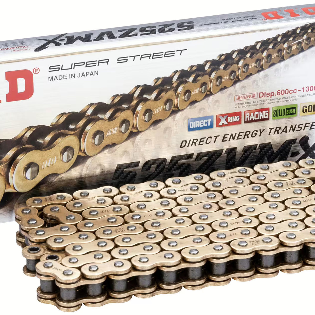 DID 525ZVMX Ketting – Goud/Goud | Super Street X2-Ring