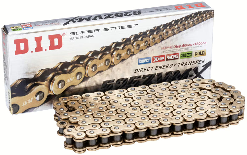DID 525ZVMX Ketting – Goud/Goud | Super Street X2-Ring
