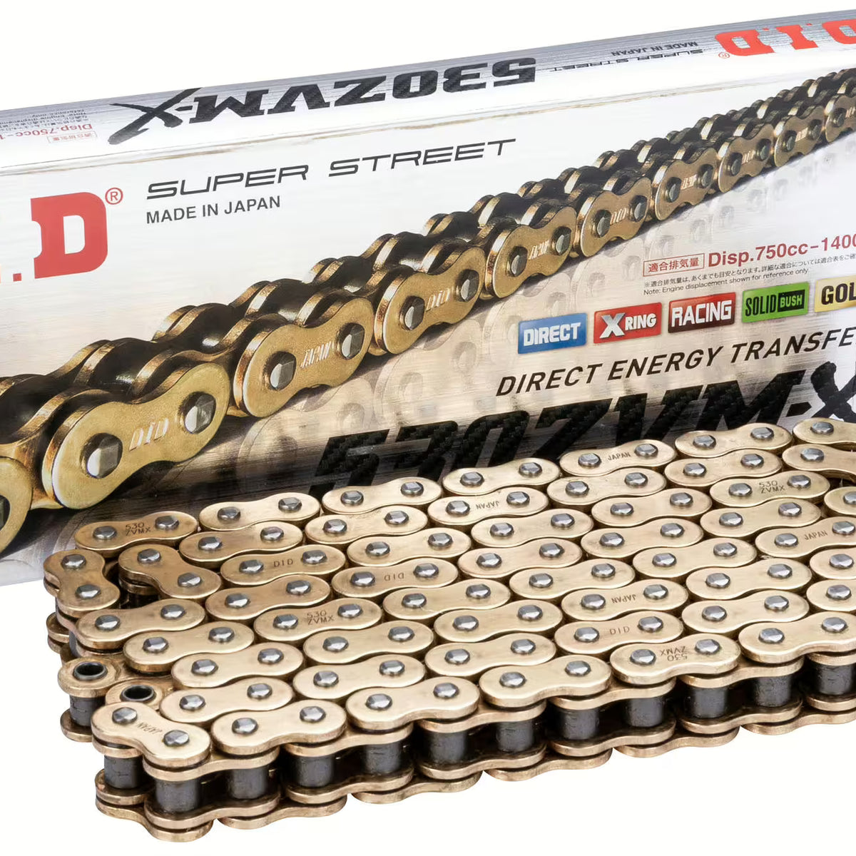 DID 530ZVMX Ketting – Goud/Goud | Super Street X2-Ring