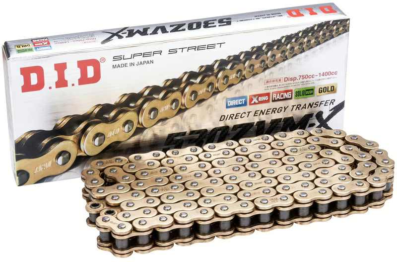 DID 530ZVMX Ketting – Goud/Goud | Super Street X2-Ring
