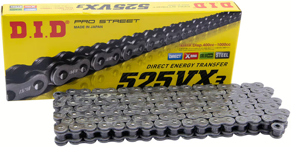 DID 525VX3 Kette – Grau/Grau | Pro-Street X-Ring