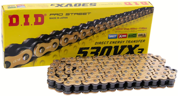 DID 530VX3 Kette – Gold/Grau | Pro-Street X-Ring