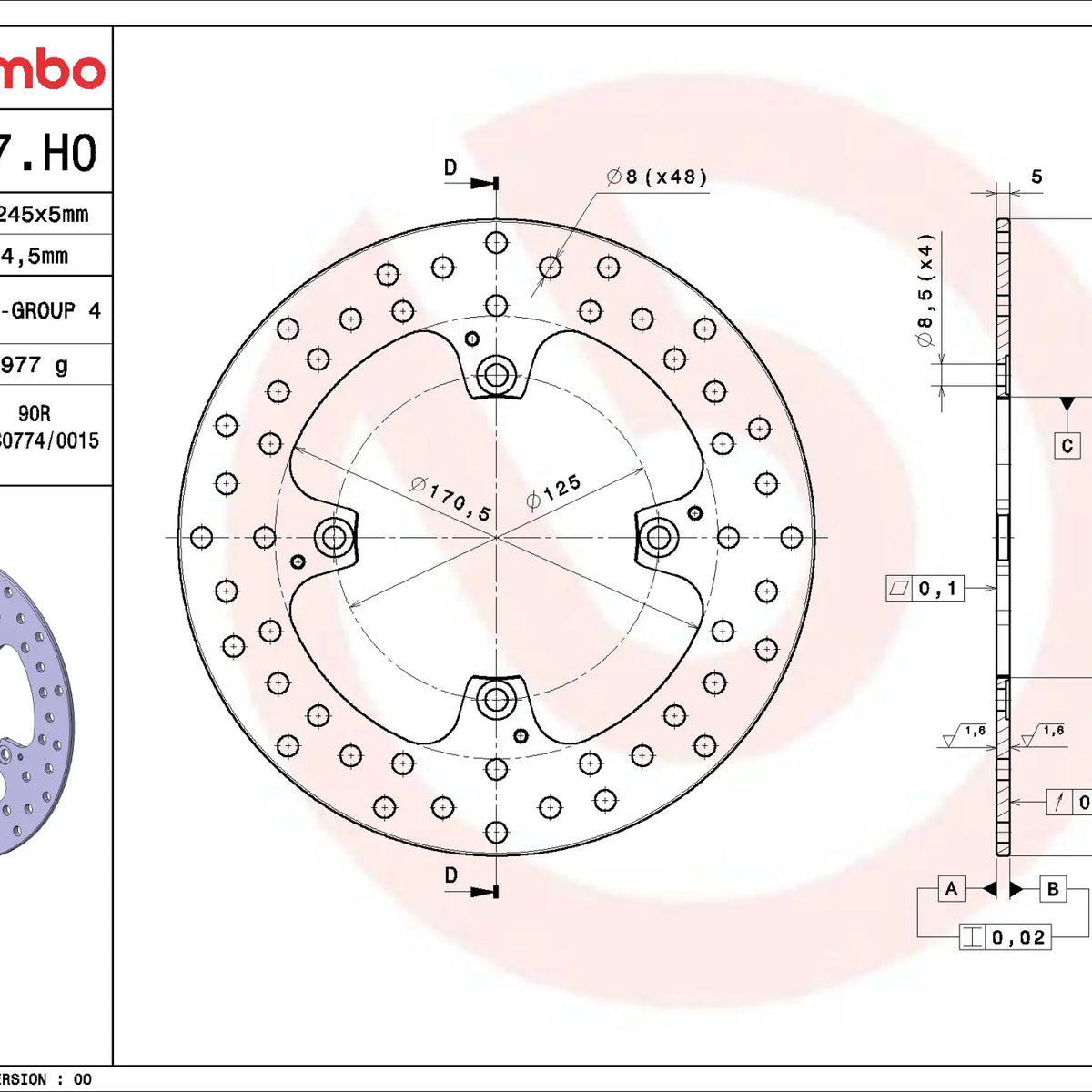 Brembo Serie Oro remschijf Ducati 68B407H0