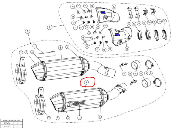 Akrapovic Einddemper (rechterdemper) Carbon Kawasaki Z1000 2014-2020
