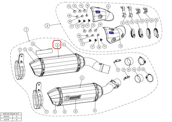 Akrapovic Einddemper (linkerdemper) Carbon Kawasaki Z1000 2014-2020