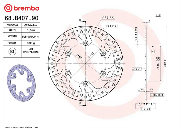 Brembo Serie Oro remschijf Yamaha 68B40790