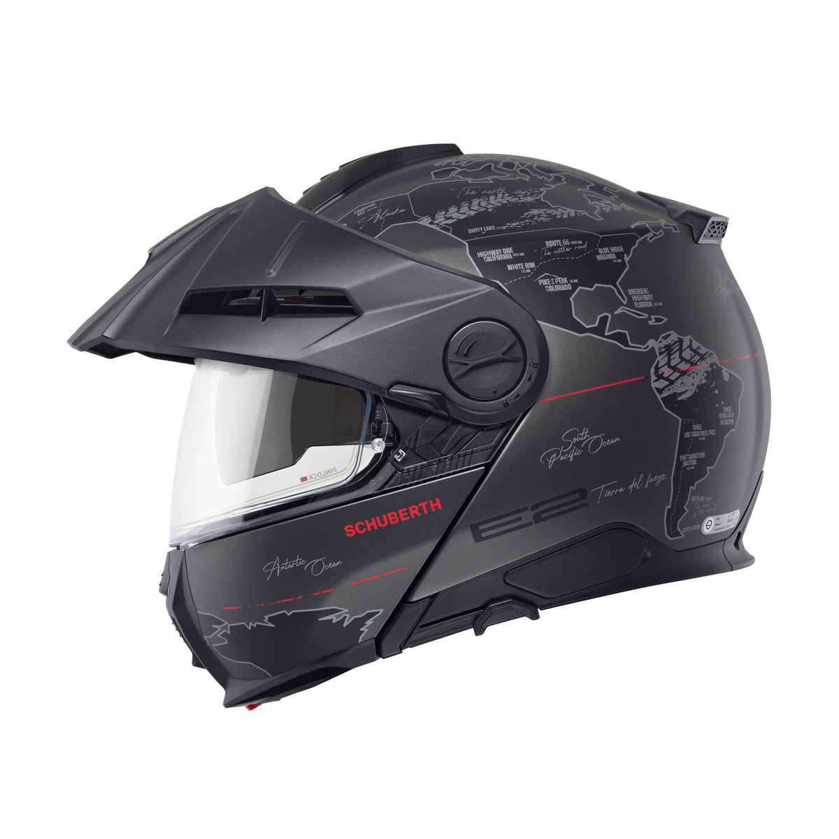 Schuberth E2 Atlas matt black/red Adventurehelm