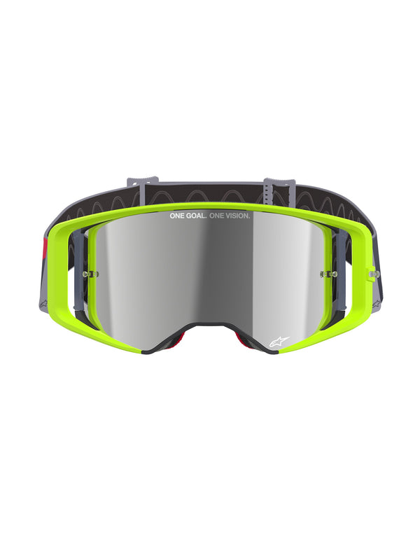 Alpinestars Supertech CORP Fluogeel Rood/Spiegel Zilver Crossbril