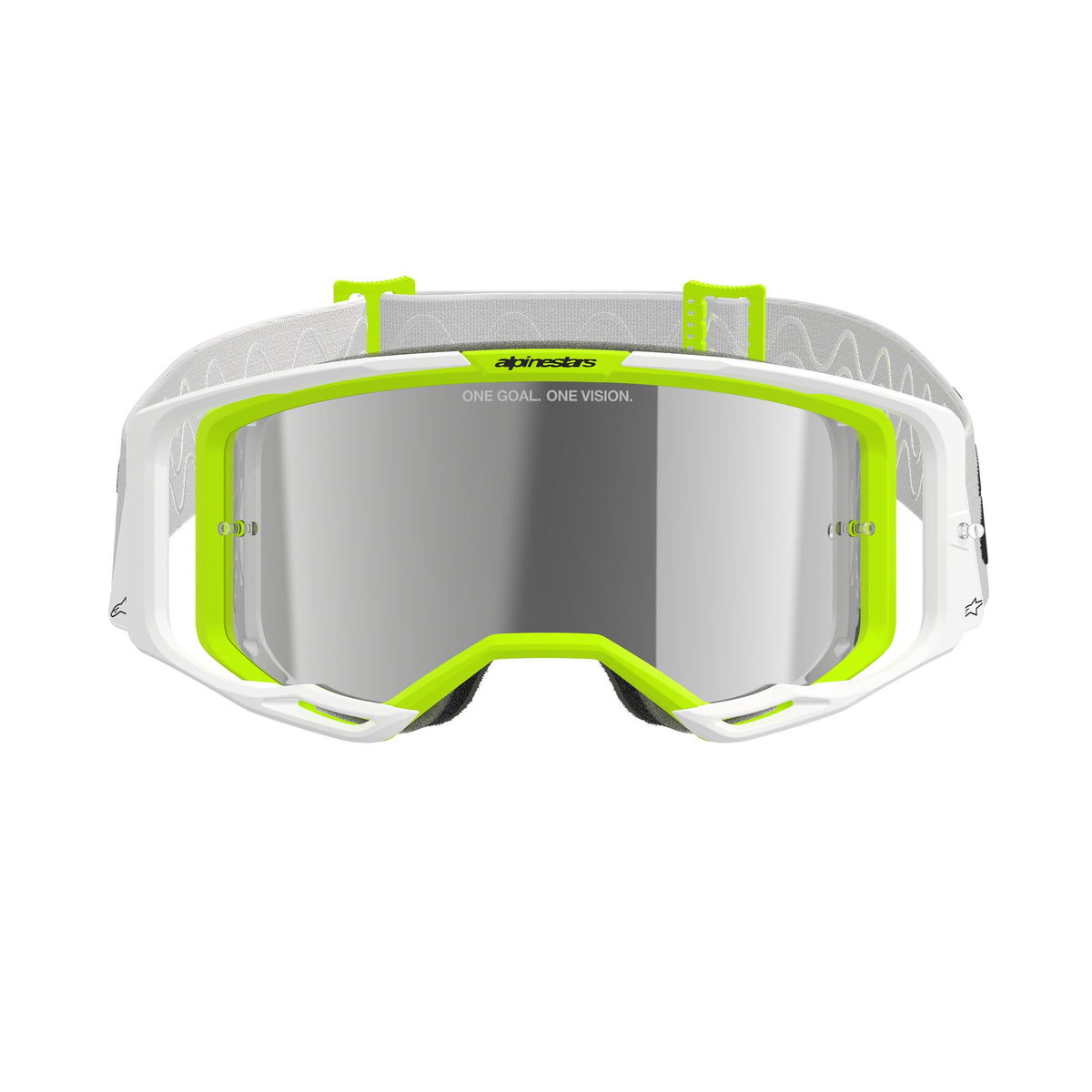 Alpinestars Vision 8 WORDMARK Weiß YLLW Fluo Spiegel Silber Crossbrille